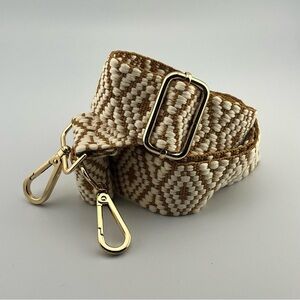 Wide Shoulder Strap Adjustable Belt Crossbody Canvas Bag Handbag Cream Tan